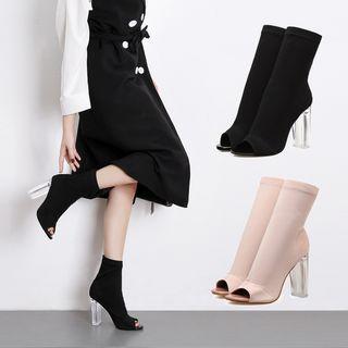 Peep Toe High Heel Boots