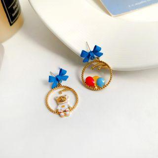 Asymmetrical Bow Drop Earring 1 Pair - Blue - One Size