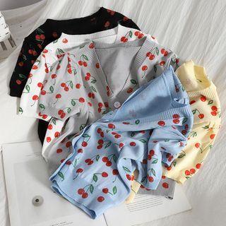 Short-sleeve Cherry Print Cardigan