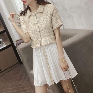 Mock Two Piece Short-sleeve Shirt Dress