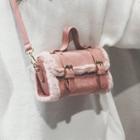 Faux Fur Trim Mini Satchel Bag