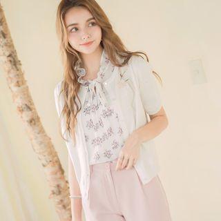 Short-sleeve Embroidery Cardigan