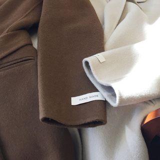 Wool Blend Long Coat Beige - One Size