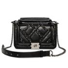 Faux Leather Chain Accent Handbag With Shoulder Strap