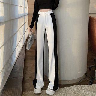 High-waist Color Panel Wide-leg Pants