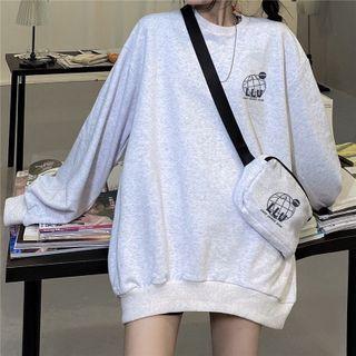 Long-sleeve Pattern Print Sweatshirt + Pouch