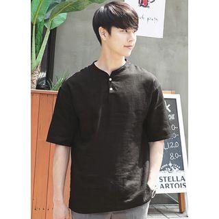 Short-sleeve Loose-fit Henley