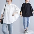 Batwing-sleeve Button-up Blouse