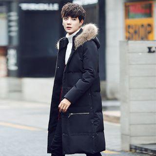 Fluffy Trim Hooded Down Coat