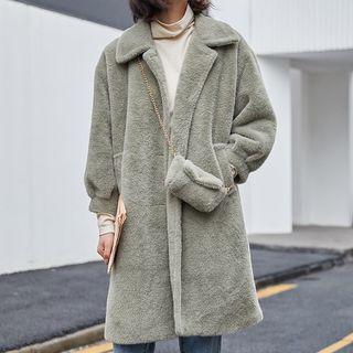 Fleece Plain Loose-fit Long Coat