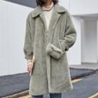 Fleece Plain Loose-fit Long Coat