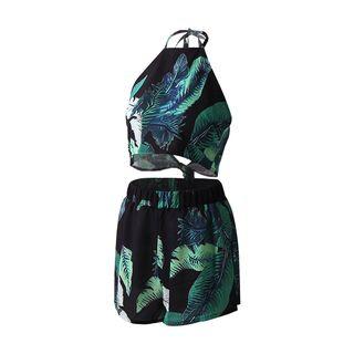 Set: Leaf Halter Crop Top + Shorts