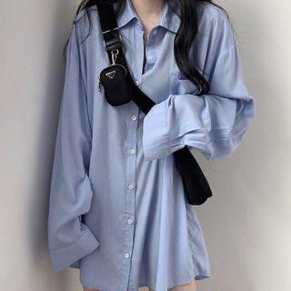 Long-sleeve Medium Long Shirt