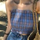 Plaid Tube Top As Shown In Figure - One Size