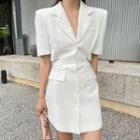 Short-sleeve Cutout Mini A-line Blazer Dress