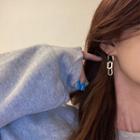 Non-matching Rhinestone Chain Dangle Earring 1 Pair - Silver - One Size