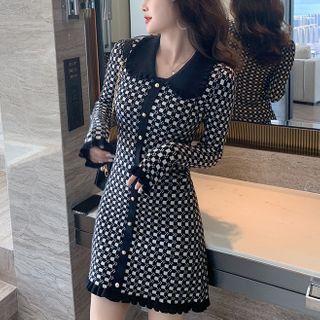 Patterned Collared Knit Dress
