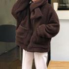 Set: Fleece Zip Jacket + Scarf Coffee - One Size