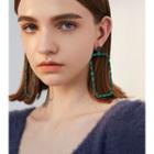 Rhinestone Dangle Earring 1 Pair - Green - One Size