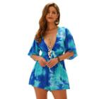 V Neck Printed Playsuit