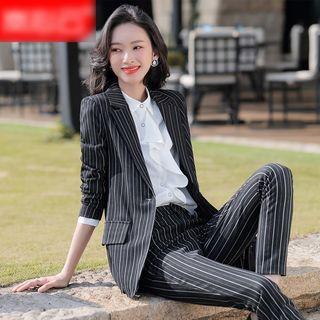 Striped Blazer / Dress Pants / Shirt / Set