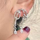 Bow Rhinestone Alloy Earring 1 Pair - 2630a - Silver - One Size