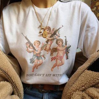 Short-sleeve Angels Print T-shirt