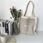 Chinese Character Print Canvas Shopper Bag As Shown In Figure - One Size