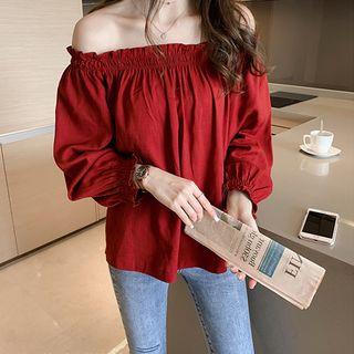 3/4-sleeve Off Shoulder Draped Blouse
