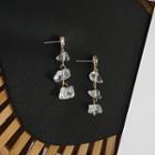 Faux Crystal Drop Earring 1 Pair - S925 Silver - Gold & White - One Size