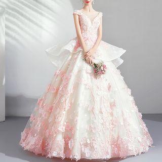 Flower Sleeveless Wedding Ball Gown