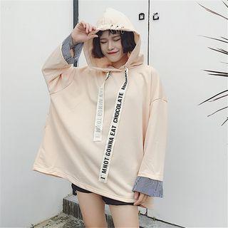 Hoop Detail Lettering Strap Hoodie