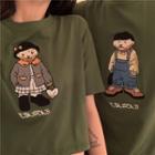 Couple Matching Bear Embroidered Short-sleeve T-shirt