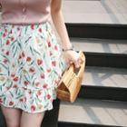 Inset Shorts Frilled-hem Floral Mini Skirt