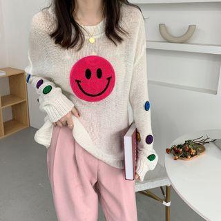Round-neck Smiley Face Knit Top