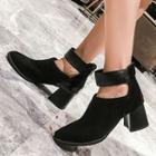 Paneled Pointed Block-heel Ankle Boots