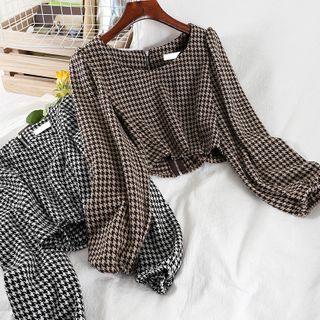 Houndstooth Cropped Blouse