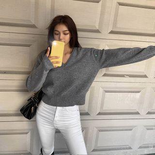 Basic V-neck Wool Blend Sweater