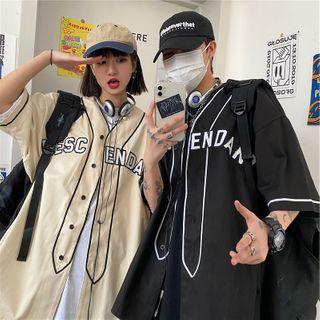 Short-sleeve Letter Embroidered Baseball Jacket