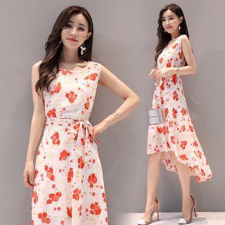 Floral Dip-back Midi Dress