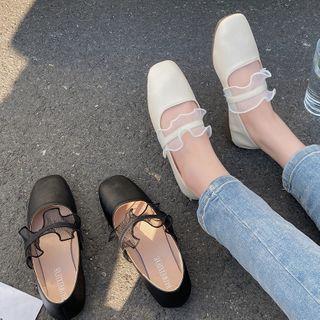 Frill Lace Faux Leather Flats