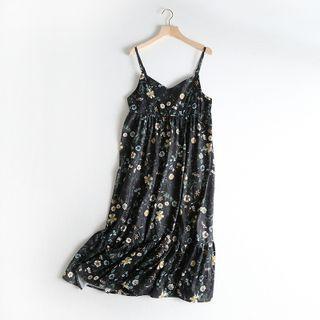 Floral Print V-neck Spaghetti Strap Mini Dress