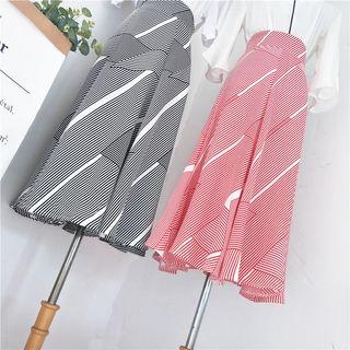 Striped A-line Midi Chiffon Skirt
