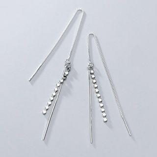925 Sterling Silver Rhinestone Threader Earring 1 Pair - S925 Silver - As Shown In Figure - One Size