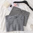 Checked Knotted Tube Top
