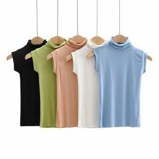 Cap-sleeve Turtleneck T-shirt