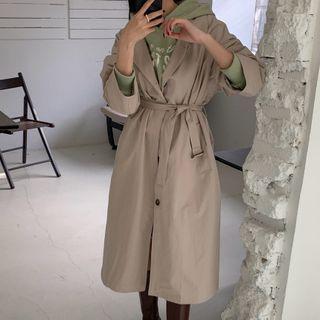 Raglan Single-breasted Trench Coat With Belt