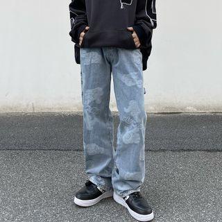 Hand Print Straight Leg Jeans