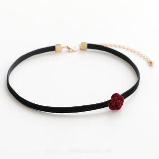 Flower Choker Black & Red - One Size