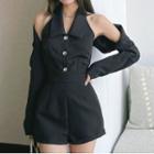 Sleeveless Button-up Romper / Cropped Jacket